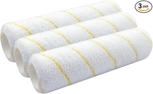 9 Inch Microfiber Paint Roller Covers, 1/2" Nap, 3-Pack | Paint Rollers for Wall & Ceiling Painting, Smooth and Textured Surfaces, Professional &Home Use