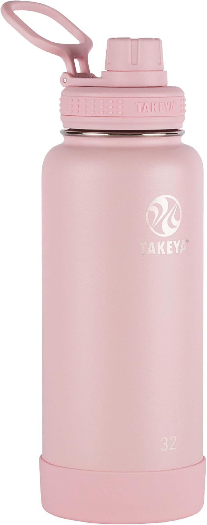 Takeya Actives Stainless Steel Water Bottle, Insulated Spout Lid, Keeps Drinks Cold 24 Hrs, Leakproof, Durable, Dishwasher Safe, Ideal for Gym, Travel, Fits Most Cup Holders, 32 oz/Blush