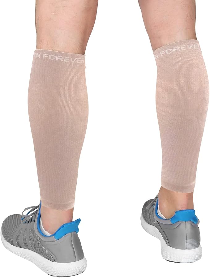Run Forever Calf Compression Sleeve for Men & Women, 20-30mmHg Compression | Leg Sleeve for Shin Splints, Varicose Veins, Swelling & Pain Relief | Footless socks for Running, Cycling & Travel