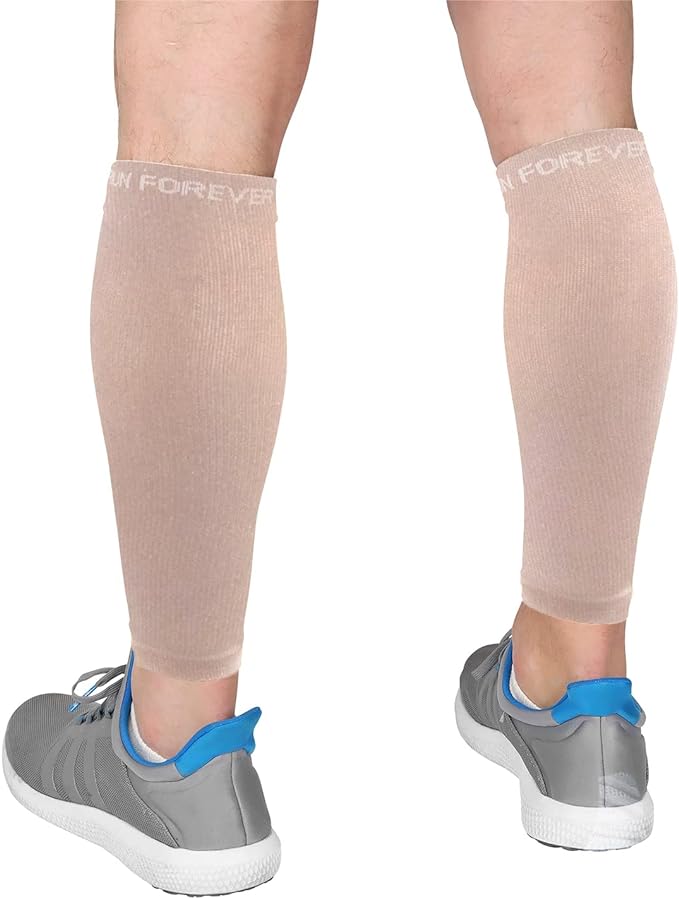 Run Forever Calf Compression Sleeve for Men & Women, 20-30mmHg Compression | Leg Sleeve for Shin Splints, Varicose Veins, Swelling & Pain Relief | Footless socks for Running, Cycling & Travel