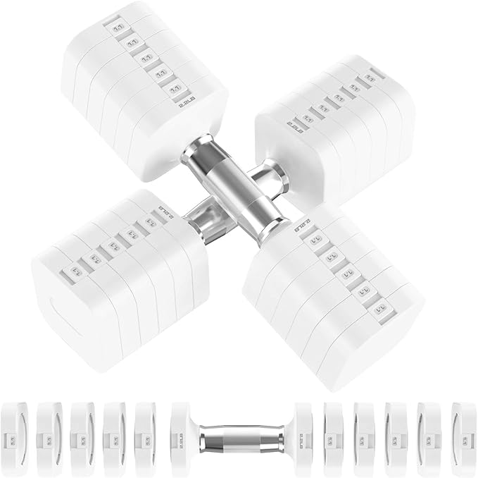 Hezeyferg 30.8LB Adjustable Dumbbell Set, Hand Weights Set for Home Gym | Each Adjustable Weight Dumbbell with 6 Levels 4.4/6.6/8.8/11/13.2/15.4lb, for Women/Men Full Body Workout