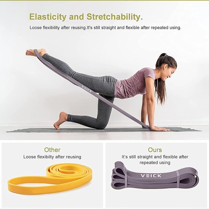 VEICK Pull Up Assist Resistance Bands for Home Gym | 100% Natural Latex, Non Slip Leather Texture, Space Saving, Versatile for Full Body Training, Home Gym