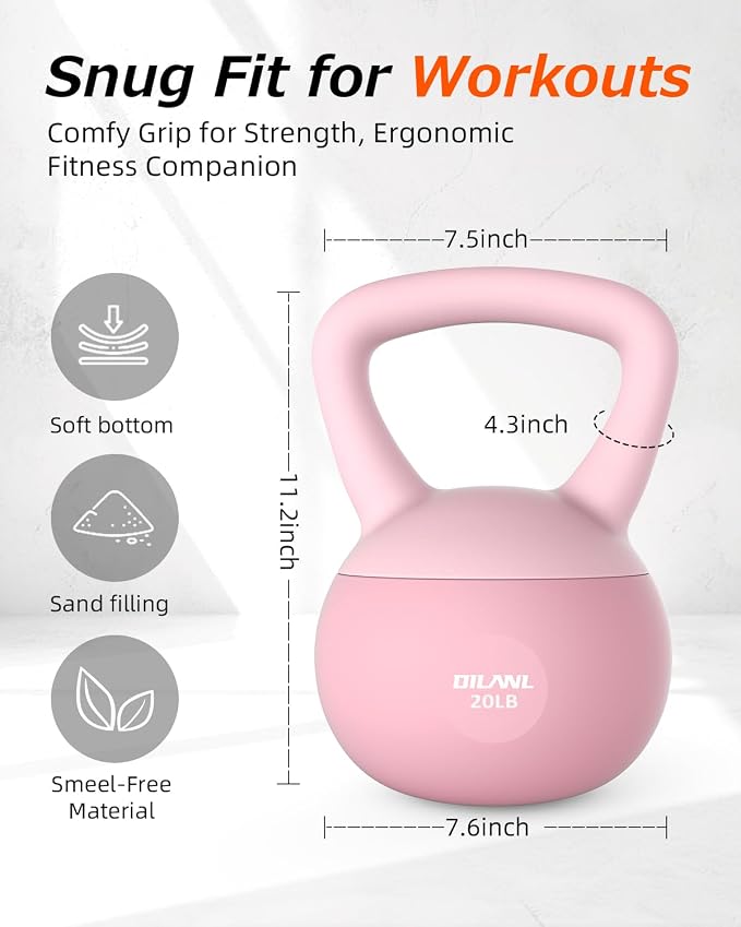 Soft Kettlebell, Safe Strength Training Kettle bell, Cushioned Impact | Resistant Base and Anti-Slip Grip Weight, Kettlebells Set for Home Workouts and Men/Women/Beginners,With Non-slip Gloves