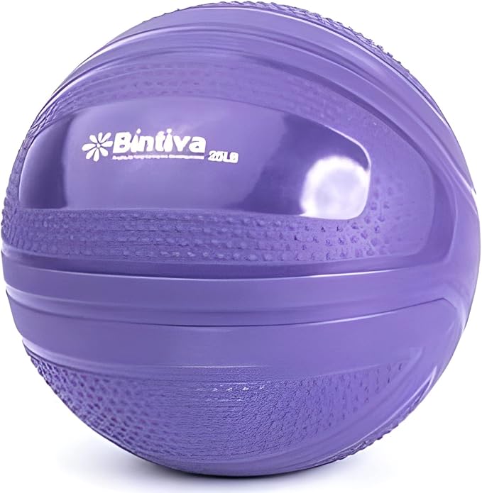 bintiva Non Bounce Slam Ball - Exercise Weighted Deadball for Workout and Fitness Routines - Medicine Dead Weight Ball