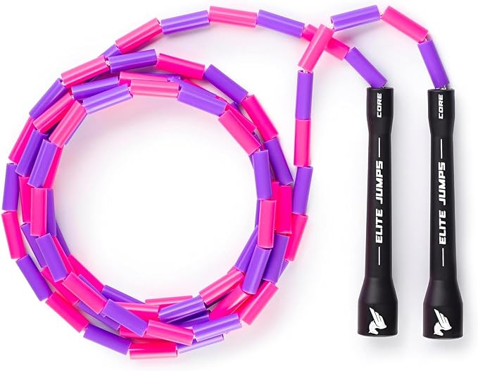 Elite Jumps Beaded Kids Jump Rope, Adjustable | Shatterproof segmented beads. Tangle-free and lightweight. Fun fitness and outdoor play for kids.