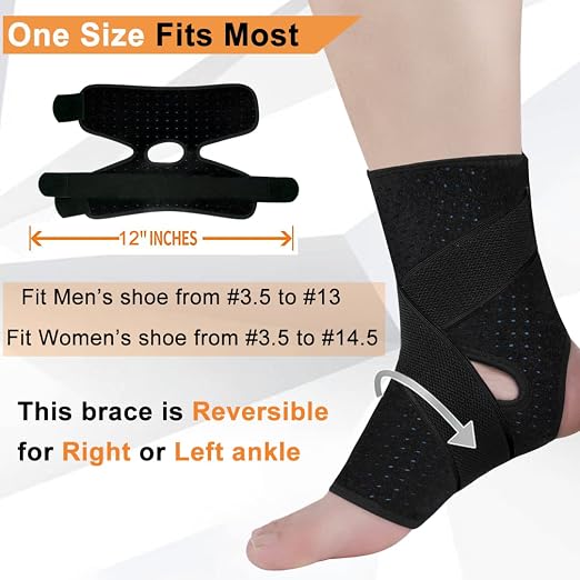 Vinaco 2 pack Ankle Brace with adustable compression for Sprained Ankle | Perforated Quick-Dry Fabric, Crisscross Reinforcement Straps, Fits Both Foot, Adjustable Tension for Sports & Injury Recovery