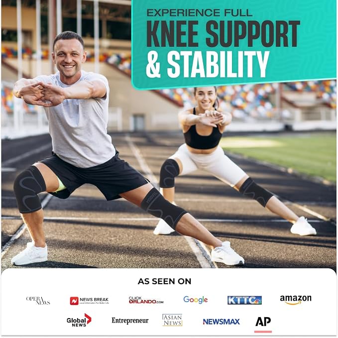 Modvel 2 Pack Knee Brace for Women & Men - Workout Knees Compression Sleeve for Knee Pain Relief Joint Support for ACL, Arthritis, Meniscus Tear Knees Brace for Sports, Rodilleras para Gym Fitness