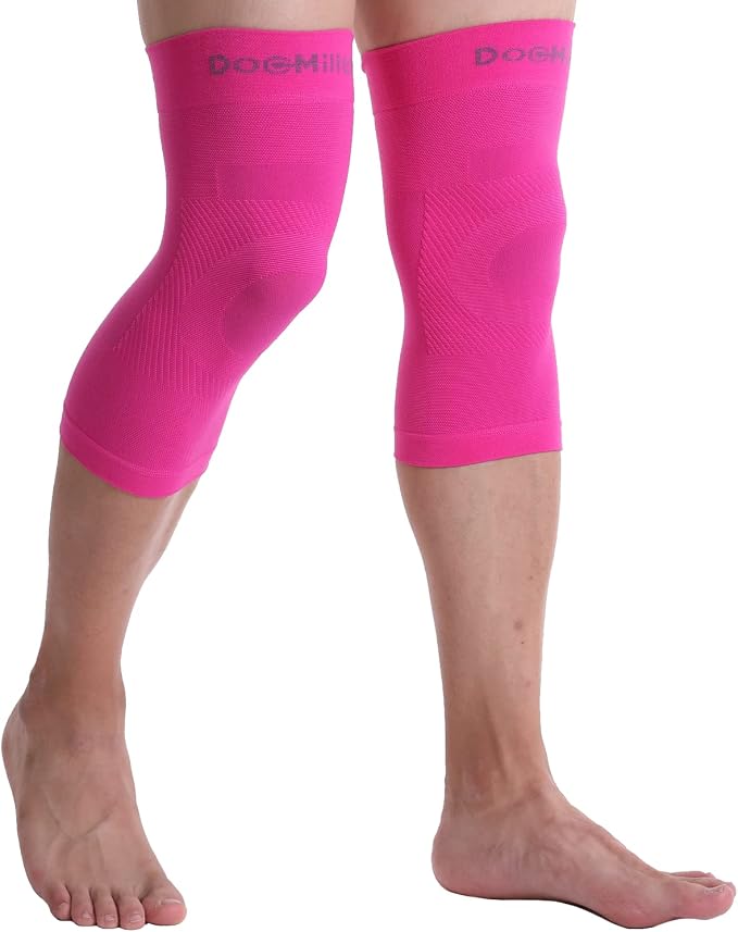 Doc Miller Knee Compression Sleeve Brace for Men & Women | Pair, Best Support for Workout, Running, ACL, Arthritis Pain Relief