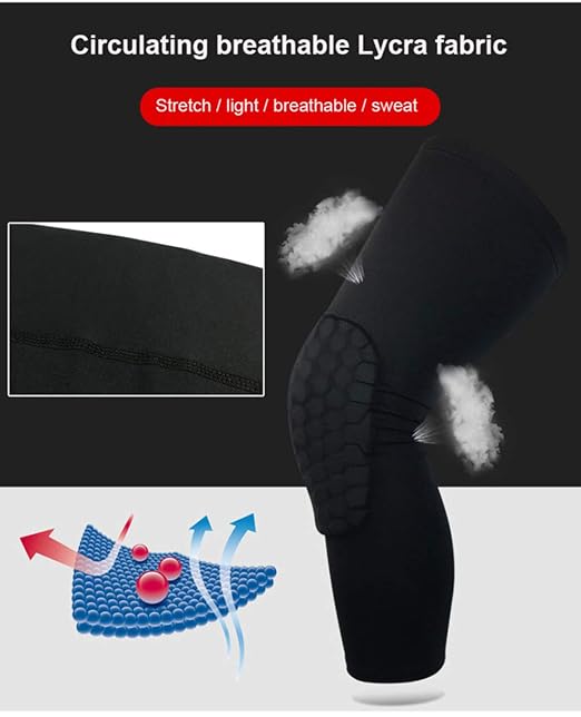 PISIQI Knee Pads Compression Pads Long Leg Sleeve Collision Avoidance Brace Protection Knee Sleeve for Basketball Football Volleyball Cycling (1 Pair)