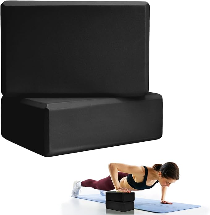 Septo 2 Pcs Yoga Blocks, 9x6x3 Inch Foam Blocks for Pilates | High density EVA foam Yoga Props lightweight non-slip surface for meditation stretching balance training