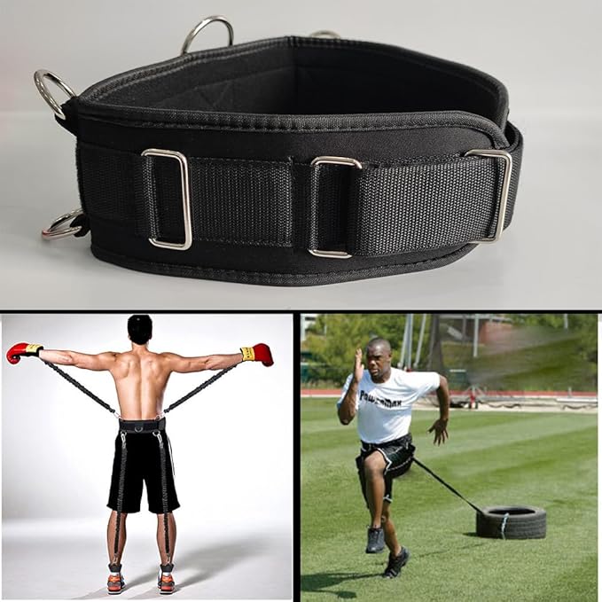 LOOEEL Fitness Resistance Belt Multi Functional Fitness Belt with 5 Rings for Weight Training and Resistance Training of Load Carrying Pull Up Belt Squat