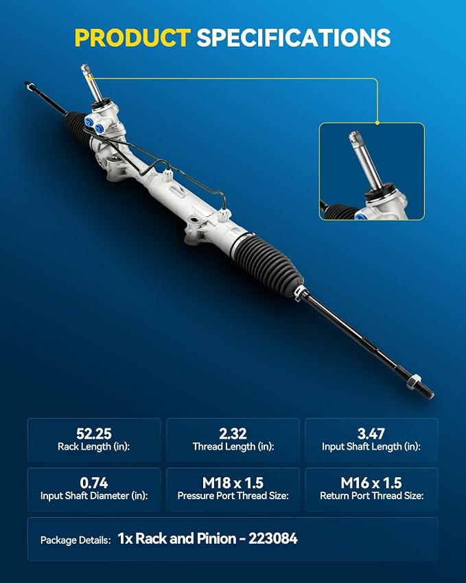 PHILTOP Steering Rack and Pinion for Grand Caravan, Town & Country, Voyager | 2011-2020 Grand Caravan, 2011-2016 Town & Country, 2020-2021 Voyager, 2012-2015 C/V No.223084, 5151705AF, 5151705AE