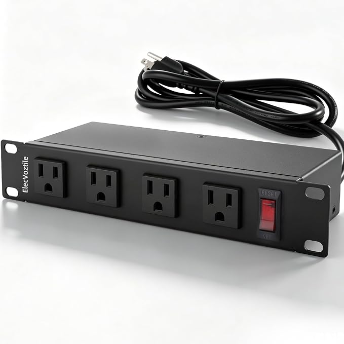 10 inch Rack PDU, 8 Outlets, Surge Protected, Metal Case | Heavy Duty, 4 Front & 4 Rear Outlets, 15A Overload Switch, 1U RackMount, Rear Power Cord, Ideal for 6U+ Mini Server Rack