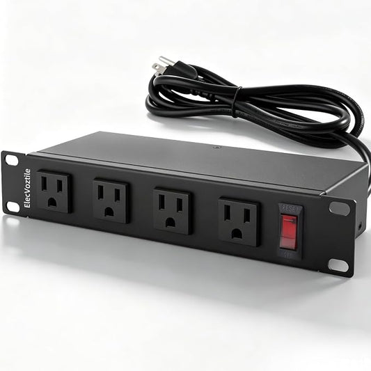 10 inch Rack PDU, 8 Outlets, Surge Protected, Metal Case | Heavy Duty, 4 Front & 4 Rear Outlets, 15A Overload Switch, 1U RackMount, Rear Power Cord, Ideal for 6U+ Mini Server Rack