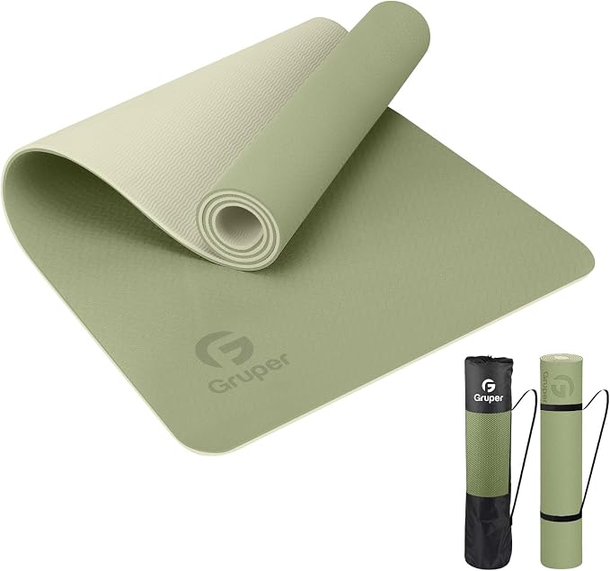 Gruper Yoga Mat Non Slip, Eco Friendly Fitness Exercise Mat with Carrying Strap,Pro Yoga Mats for Women,Workout Mats for Home, Pilates and Floor Exercises