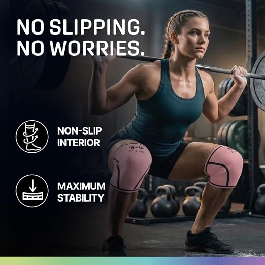 Modvel 7mm Neoprene Knee Sleeves for Men & Women Weightlifting & Powerlifting – Compression Knee Sleeve Support for Squats, Gym, Training – USPA, IPL Approved – Medium Peach (Pair)