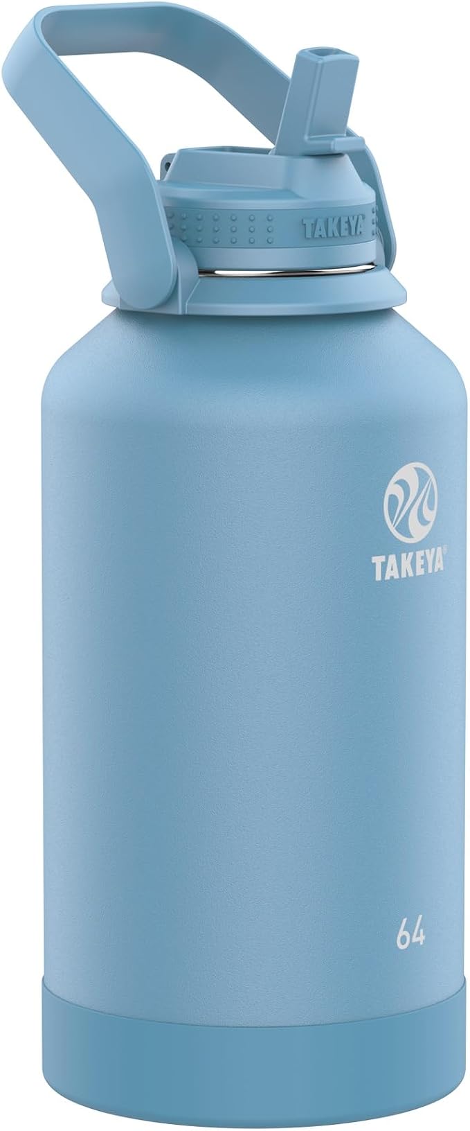 Takeya 64 oz Actives Stainless Steel Water Bottle with Straw Lid – Leakproof, Double-Wall Insulated, Keeps Drinks Cold 24 hrs/Hot 12 hrs, BPA-Free, Powder-Coated, Gym & Travel, Bluestone