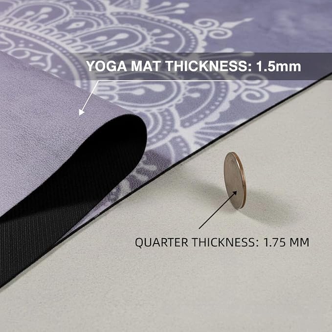 Travel Yoga Mat, Non Slip Exercise Suede Mat with Carry Bag, All-Purpose Fitness Mat with High Density Anti-Tear Surface for Women, Ideal for Pilates Workout (72'' x 24'' x 1.5mm Thick)