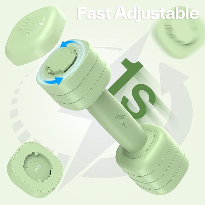 Adjustable Dumbbell Set of 2: Sportneer 4 in 1 Free Weights Dumbbells Set for Women, Hand Weights for Women at Home, Available in 5 lb × 2 and 10 lb × 2 Sets with Soft Rubber Handle for Home Gym Exercise Training
