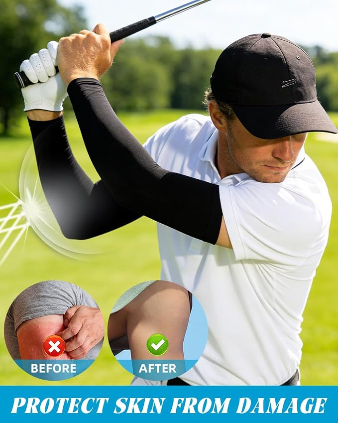 BHYTAKI Cooling Compression Arm Sleeves for Men Women,UPF50 UV Sun Protection Sleeves for Work Sport Tattoo Cover Up
