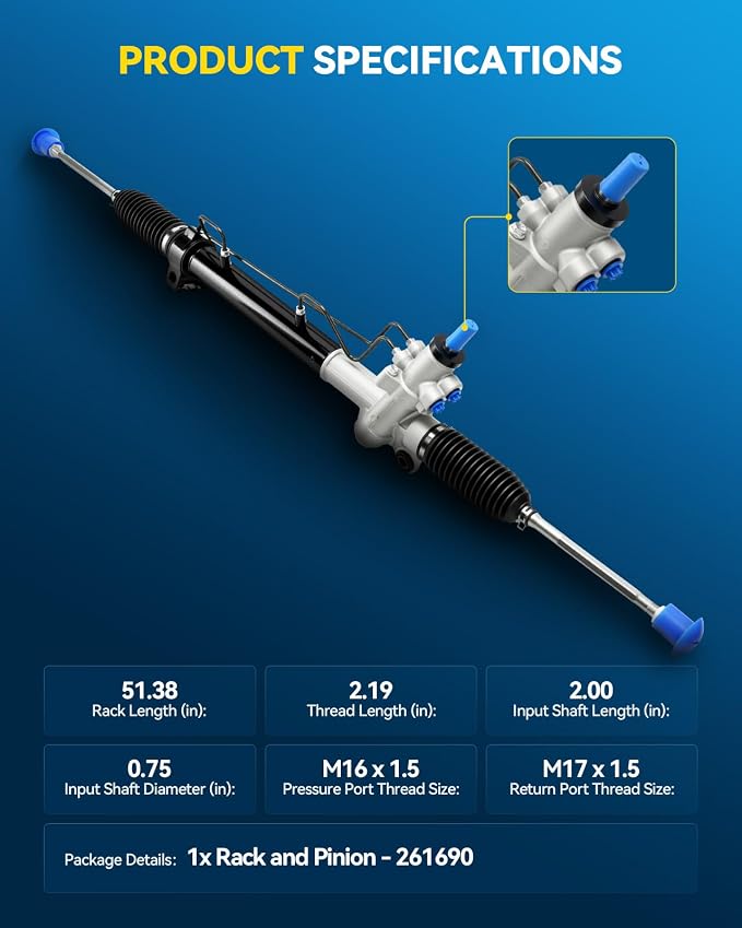 PHILTOP Power Steering Rack and Pinion for Camry, Avalon, ES300 | 1997-1998 ES300, 1992-1999 Camry, 1997-1999 Avalon Replace No.4425033160, 4425006110, 4425006120, 4550309030, 4425033034