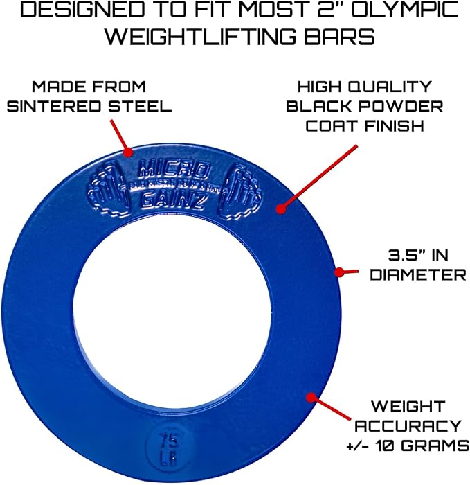 Micro Gainz Olympic Fractional Plates, 10-Piece, with Bag, Multi-Color