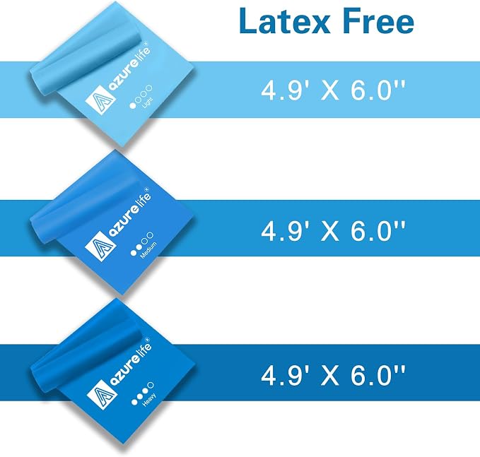 A AZURELIFE Resistance Bands,Professional Long Non-Latex Elastic Stretch Bands,Exercise Bands for Physical Therapy, Yoga, Pilates, Rehab, at-Home or The Gym Workouts, Strength Training