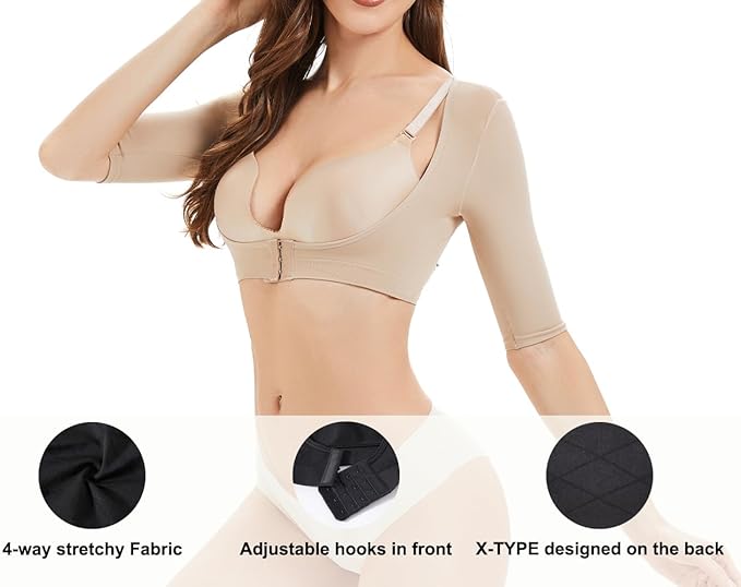 KSKshape Arm Shaper for Women Arm Compression Sleeves Post Surgical Slimming Sleeves Posture Corrector Tops Shapewear