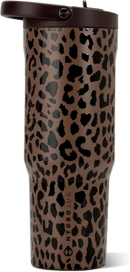 HydroJug Sport 40 oz Insulated Stainless Steel Water Bottle, Brown Leopard