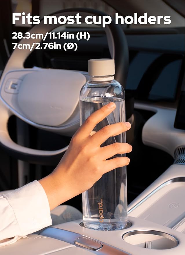 Opard Slim Water Bottle 32oz, Dishwasher Safe Plastic Water Bottle BPA-Free, Leakproof Screw Top, Clear Cream, Reusable for Travel School Sport Gym Hiking