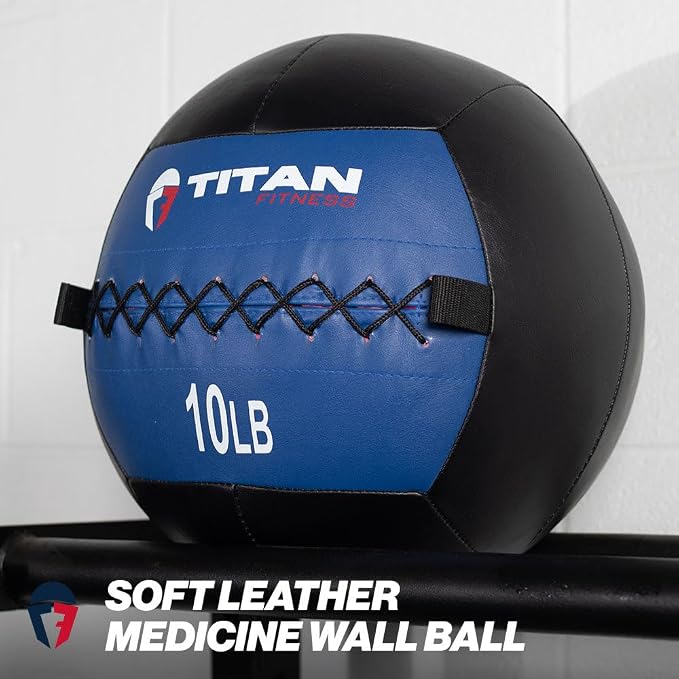 Titan Fitness Soft Leather Medicine Wall Ball Durable, Endurance, Cardio, Core Strength