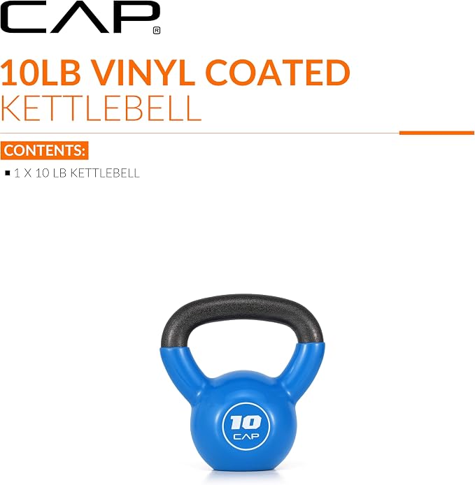 CAP Vinyl Coated Cast Iron Kettlebell, 10-50 LB Home Gym Weight