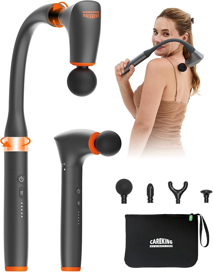 2-in-1 Detachable Massage Gun Deep Tissue with Extension Handle, Ergonomic | Back and Neck Massager For Pain Relief, Handheld Portable Massager For Shoulder Arm Leg, Gifts For Women Men,FSH-HSA-Eligible