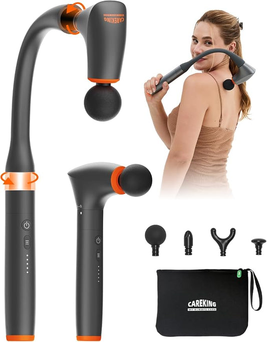 2-in-1 Detachable Massage Gun Deep Tissue with Extension Handle, Ergonomic | Back and Neck Massager For Pain Relief, Handheld Portable Massager For Shoulder Arm Leg, Gifts For Women Men,FSH-HSA-Eligible