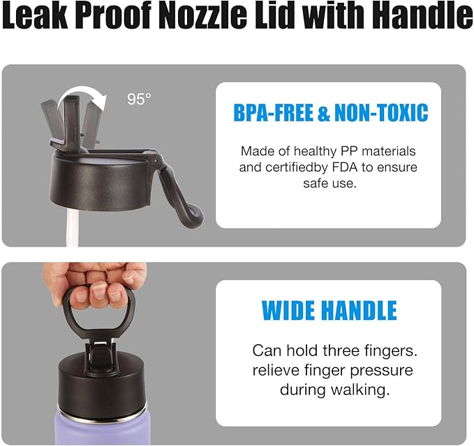 Volhoply 24oz Insulated Water Bottle With Straw Bulk 6 Pack,Metal Wide Mouth Water Bottles With Handle Keep Cold,Reusable Double Wall Cups,Powder Coated Sport Bottle For Holder(Purple Blue,6 Count)