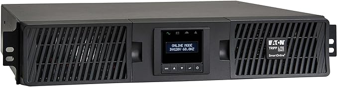 Eaton Tripp Lite Series SmartOnline 1000VA UPS, Pure Sine Wave Double-Conversion, 900W, 2U Rack Mount UPS, Extended Run, Network Card Option, LCD, 2 Year Warranty & $250,000 Insurance (SU1000RTXLCD2U)