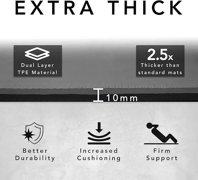 Large Exercise Mat – Extra Thick 10mm Workout Mat (72"x32") – Non-Slip TPE Yoga Mat for Women & Men – Pilates, HIIT, Fitness & Home Gym Mat – Includes Free Carry Bag