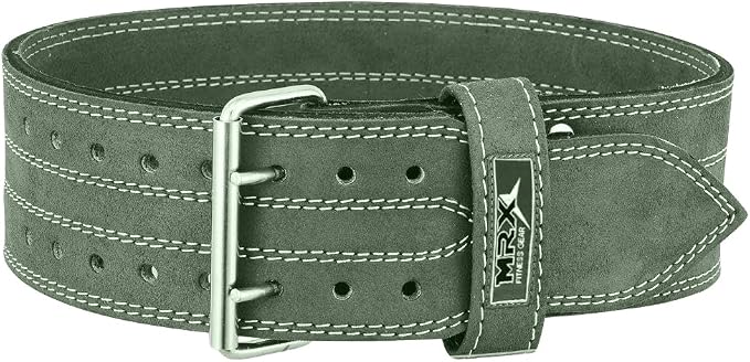MRX Powerlifting Leather Belt 4" Wide 10mm Thickness Training Fitness Back Support Bodybuilding Belts with Steel 2 Prong Buckle