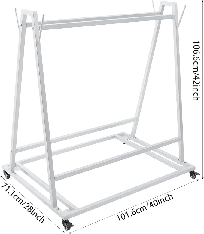 Floor Mat Drying Cart with Wheels, A-Shaped Heavy Duty Storage Rack, 100 Lbs Capacity for Gym, Yoga Studio, Home Use (Silver)