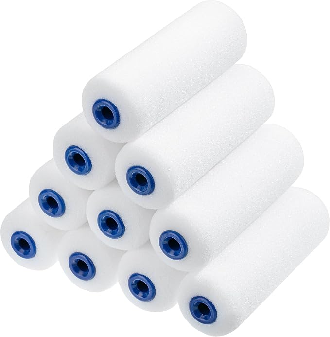 Bates- Foam Paint Roller Covers, 10 Pack, 4 Inch, Paint Roller 4 Inch, High Density Foam Roller Paint Covers, 4 Inch Paint Roller, Paint Rollers 4 Inch, Foam Paint Roller 4 Inch Foam Roller