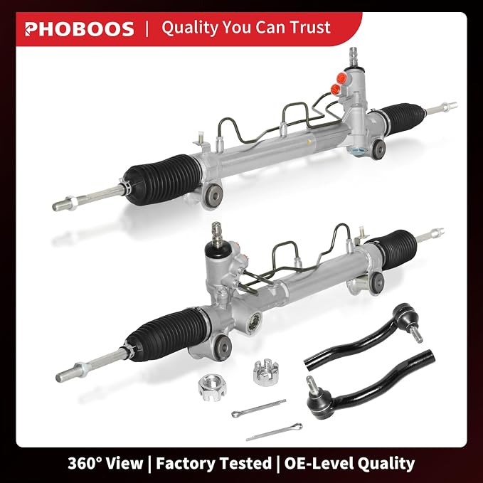 PHOBOOS Hydraulic Power Steering Rack and Pinion Assembly Compatible with Lexus ES300/ES330 & Toyota Camry/Solara, with Outer Tie Rod Ends, 2002-2006, Ref. 26-2606, ES80602