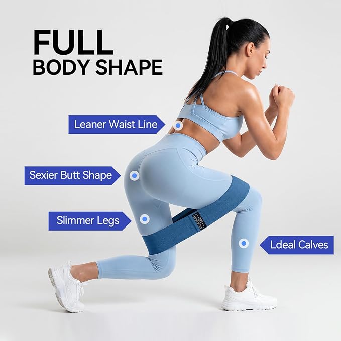 Renoj Resistance Bands for Working Out: 3-Set Professional Exercise Bands for Pilates, Yoga, Home Gym, Booty, Leg Training | Heavy/Medium/Light Fabric Loops for Women Men