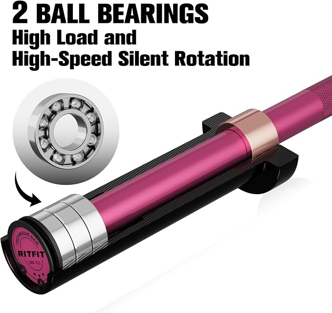 RITFIT Olympic Barbell 4ft/6ft - 2 Inch Weight Bar for Strength Training, Weightlifting, Squat, Deadlift, Bench Press, Curl, Overhead Press - 350lbs/500lbs Capacity