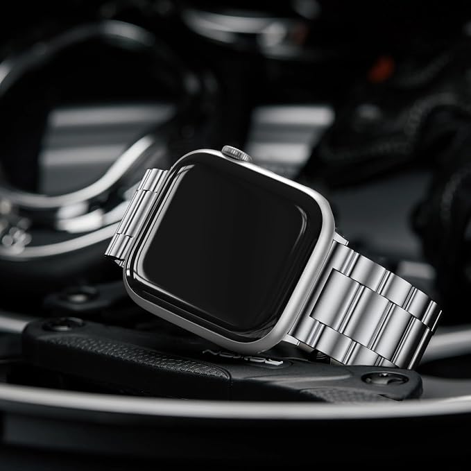 EPULY Compatible with Apple Watch Band 42mm 44mm 45mm 38mm 40mm 41mm, Business Stainless Steel Metal Wristband for iWatch SE & Series 7 6 5 4 3 2 1 for Men Women (Silver, 41mm 40mm 38mm) | Stainless Steel Strap Suitable for Business Setting, Casual & E...