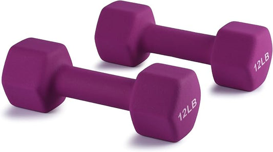 Portzon Dumbbells Neoprene with Non Slip Grip weight for Total Body Workout Compatible with of 2 Set,1-15 LB, Anti-Slip, Anti-roll, Hex Shape