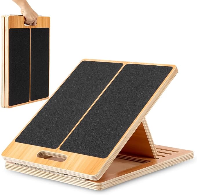StrongTek Wooden Slant Board, 13-Inch Wide, 5 Adjustable Angles 15°-35° | Non-Slip Surface and Base, Beginner-Friendly Stretching, Squats, Physical Therapy and Rehab, Built-In Carry Handle
