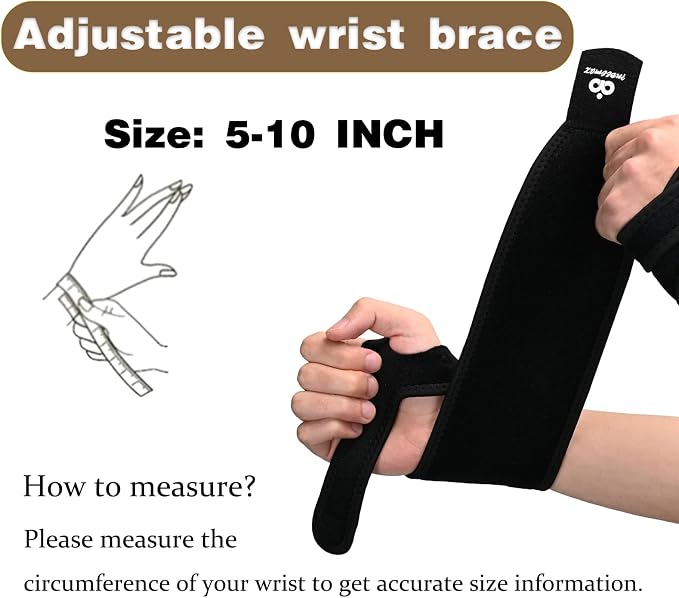 INDEEMAX 2 Pack Copper Wrist Brace Support for Carpal Tunnel, Pain Relief, Arthritis, Tendonitis, Adjustable Wrist Braces Compression Wraps Both Hands, Fit for Men and Women (Black-New)