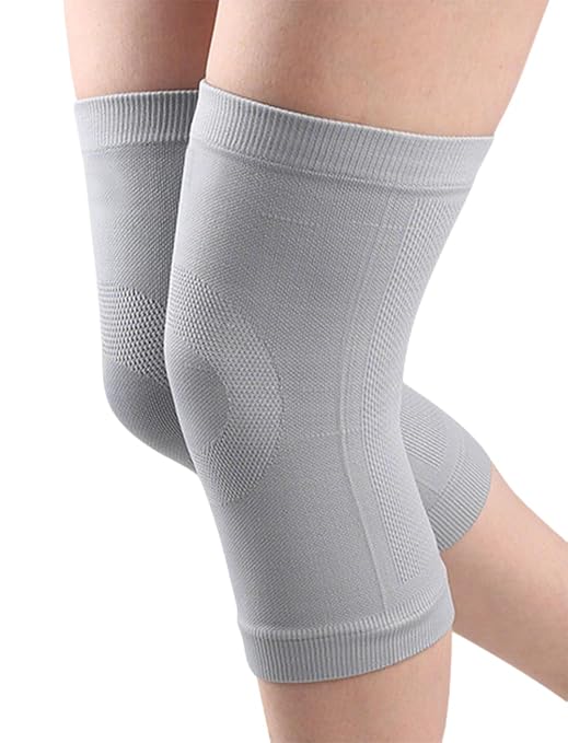 1 Pair Knee Compression Sleeves for Women & Men, Lightweight Thin Knee Sleeves for Knee Pain Relief, Knee Warmers Knee Brace Undersleeve Dancer Knee Pads, Knee Brace for Women Daily Use, Vendas Para Rodillas (Gray, Large)