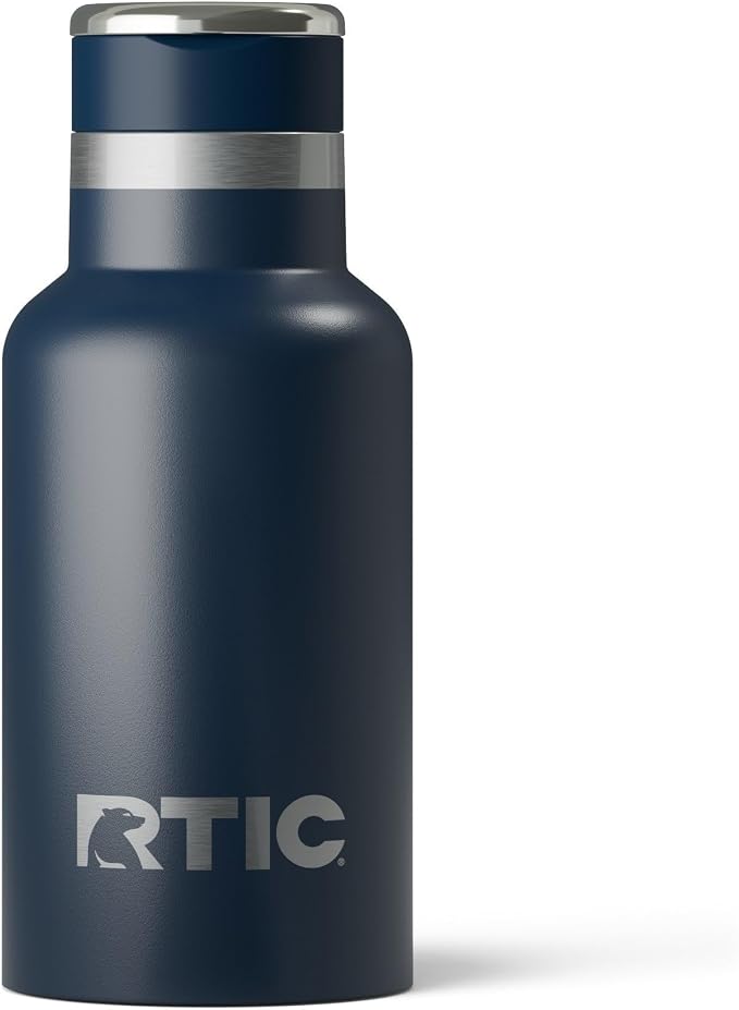 RTIC Little Journey Water Bottle with Straw, Ceramic Lined, Navy | Stainless Steel Metal, Insulated for Hot and Cold Drinks, Sports, Travel and Camping