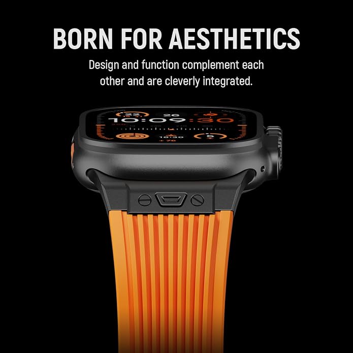 Luxury Watch Band for Apple Watch Ultra 2/Ultra 49-42mm | Metal Connector & Folding Clasp,316L Stainless Steel,Men Silicone Strap Compatible with iWatch Series 10 9 8 7 6 5 4 3 2 1 SE